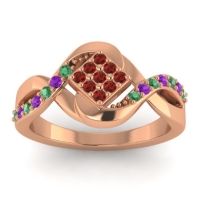 Garnet Fashion Ring In 14K Rose Gold With Emerald And Amethyst – Pratika Simple Ring