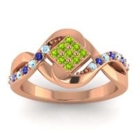 Peridot Fashion Ring In 14K Rose Gold With Aquamarine And Blue Sapphire – Pratika Simple Ring