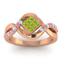 Peridot Fashion Ring In 14K Rose Gold With Aquamarine And Pink Tourmaline – Pratika Simple Ring