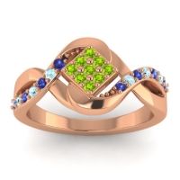 Peridot Fashion Ring In 14K Rose Gold With Blue Sapphire And Aquamarine – Pratika Simple Ring