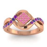 Pink Tourmaline Fashion Ring In 14K Rose Gold With Amethyst And Blue Sapphire – Pratika Simple Ring