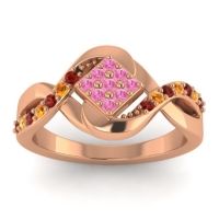 Pink Tourmaline Fashion Ring In 14K Rose Gold With Garnet And Citrine – Pratika Simple Ring