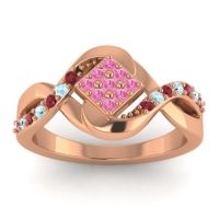 Pink Tourmaline Fashion Ring In 14K Rose Gold With Ruby And Aquamarine – Pratika Simple Ring