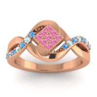 Pink Tourmaline Fashion Ring In 14K Rose Gold With Swiss Blue Topaz And Aquamarine – Pratika Simple Ring