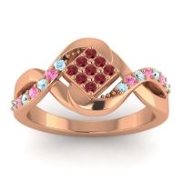 Ruby Fashion Ring In 14K Rose Gold With Aquamarine And Pink Tourmaline – Pratika Simple Ring