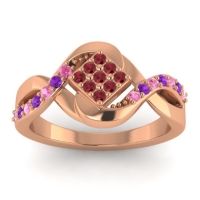 Ruby Fashion Ring In 14K Rose Gold With Pink Tourmaline And Amethyst – Pratika Simple Ring