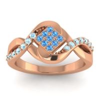 Swiss Blue Topaz Fashion Ring In 14K Rose Gold With Aquamarine – Pratika Simple Ring