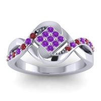 Amethyst Fashion Ring In 14k White Gold With Ruby – Pratika Simple Ring