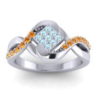 Aquamarine Fashion Ring In 14k White Gold With Citrine – Pratika Simple Ring