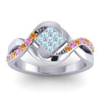 Aquamarine Fashion Ring In 14k White Gold With Citrine And Pink Tourmaline – Pratika Simple Ring