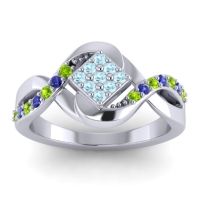 Aquamarine Fashion Ring In 14k White Gold With Peridot And Blue Sapphire – Pratika Simple Ring