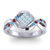 Aquamarine Fashion Ring In 14k White Gold With Swiss Blue Topaz And Garnet – Pratika Simple Ring
