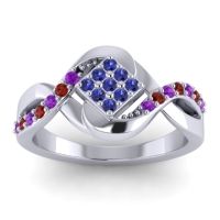 Blue Sapphire Fashion Ring In 14k White Gold With Amethyst And Garnet – Pratika Simple Ring
