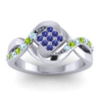 Blue Sapphire Fashion Ring In 14k White Gold With Aquamarine And Peridot – Pratika Simple Ring