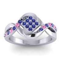 Blue Sapphire Fashion Ring In 14k White Gold With Pink Tourmaline – Pratika Simple Ring