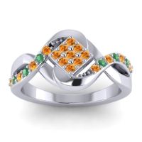 Citrine Fashion Ring In 14k White Gold With Emerald – Pratika Simple Ring