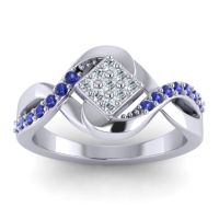 Diamond Fashion Ring In 14k White Gold With Blue Sapphire – Pratika Simple Ring