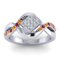 Lab Diamond Fashion Ring In 14k White Gold With Citrine And Ruby – Pratika Simple Ring