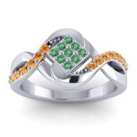 Emerald Fashion Ring In 14k White Gold With Citrine – Pratika Simple Ring