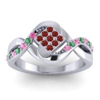 Garnet Fashion Ring In 14k White Gold With Pink Tourmaline And Emerald – Pratika Simple Ring