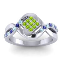 Peridot Fashion Ring In 14k White Gold With Aquamarine And Blue Sapphire – Pratika Simple Ring