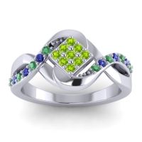 Peridot Fashion Ring In 14k White Gold With Emerald And Blue Sapphire – Pratika Simple Ring