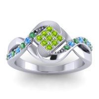 Peridot Fashion Ring In 14k White Gold With Emerald And Swiss Blue Topaz – Pratika Simple Ring