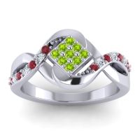 Peridot Fashion Ring In 14k White Gold With Ruby And Lab Diamond – Pratika Simple Ring