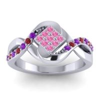 Pink Tourmaline Fashion Ring In 14k White Gold With Amethyst And Ruby – Pratika Simple Ring
