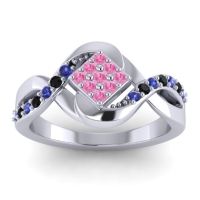 Pink Tourmaline Fashion Ring In 14k White Gold With Blue Sapphire And Black Onyx – Pratika Simple Ring