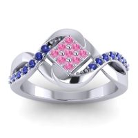 Pink Tourmaline Fashion Ring In 14k White Gold With Blue Sapphire – Pratika Simple Ring