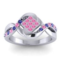 Pink Tourmaline Fashion Ring In 14k White Gold With Blue Sapphire – Pratika Simple Ring