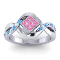 Pink Tourmaline Fashion Ring In 14k White Gold With Swiss Blue Topaz And Aquamarine – Pratika Simple Ring