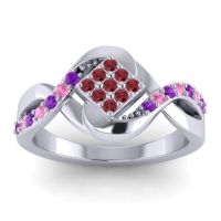 Ruby Fashion Ring In 14k White Gold With Amethyst And Pink Tourmaline – Pratika Simple Ring
