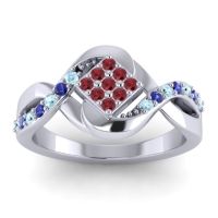 Ruby Fashion Ring In 14k White Gold With Aquamarine And Blue Sapphire – Pratika Simple Ring