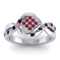 Ruby Fashion Ring In 14k White Gold With Black Onyx And Pink Tourmaline – Pratika Simple Ring
