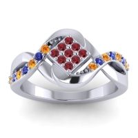 Ruby Fashion Ring In 14k White Gold With Citrine And Blue Sapphire – Pratika Simple Ring