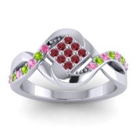 Ruby Fashion Ring In 14k White Gold With Pink Tourmaline And Peridot – Pratika Simple Ring