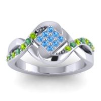 Swiss Blue Topaz Fashion Ring In 14k White Gold With Peridot And Emerald – Pratika Simple Ring