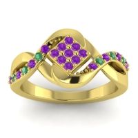 Amethyst Fashion Ring In 14k Yellow Gold With Emerald – Pratika Simple Ring