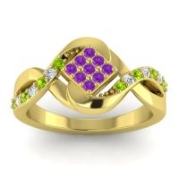 Amethyst Fashion Ring In 14k Yellow Gold With Peridot And Diamond – Pratika Simple Ring