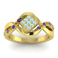 Aquamarine Fashion Ring In 14k Yellow Gold With Blue Sapphire And Citrine – Pratika Simple Ring