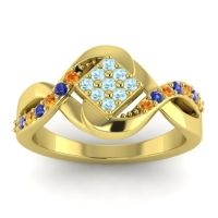 Aquamarine Fashion Ring In 14k Yellow Gold With Citrine And Blue Sapphire – Pratika Simple Ring