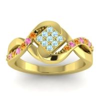 Aquamarine Fashion Ring In 14k Yellow Gold With Citrine And Pink Tourmaline – Pratika Simple Ring