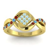 Aquamarine Fashion Ring In 14k Yellow Gold With Garnet And Swiss Blue Topaz – Pratika Simple Ring