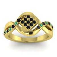 Black Onyx Fashion Ring In 14k Yellow Gold With Emerald – Pratika Simple Ring