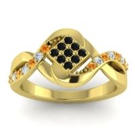 Black Onyx Fashion Ring In 14k Yellow Gold With Citrine And Lab Diamond – Pratika Simple Ring
