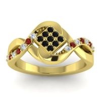 Black Onyx Fashion Ring In 14k Yellow Gold With Diamond And Garnet – Pratika Simple Ring