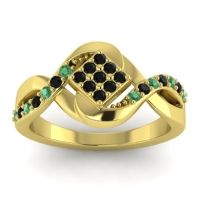 Black Onyx Fashion Ring In 14k Yellow Gold With Emerald – Pratika Simple Ring