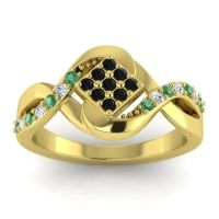 Black Onyx Fashion Ring In 14k Yellow Gold With Emerald And Diamond – Pratika Simple Ring